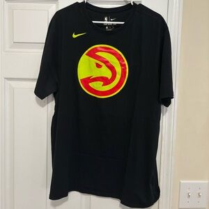 Nike | Atlanta Hawks |  Black Tee with Yellow/Green and Red Hawks Logo